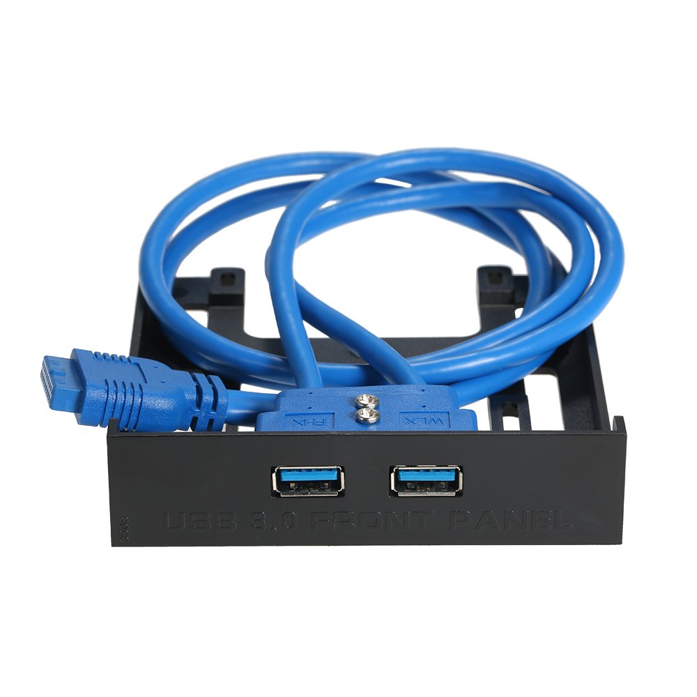 Duisger USB 3.0 Front Panel Hub 2 Port Expansion Bay 20 Pin to USB3.0 60cm Bracket Adapter Cable for PC Desktop 2.5
