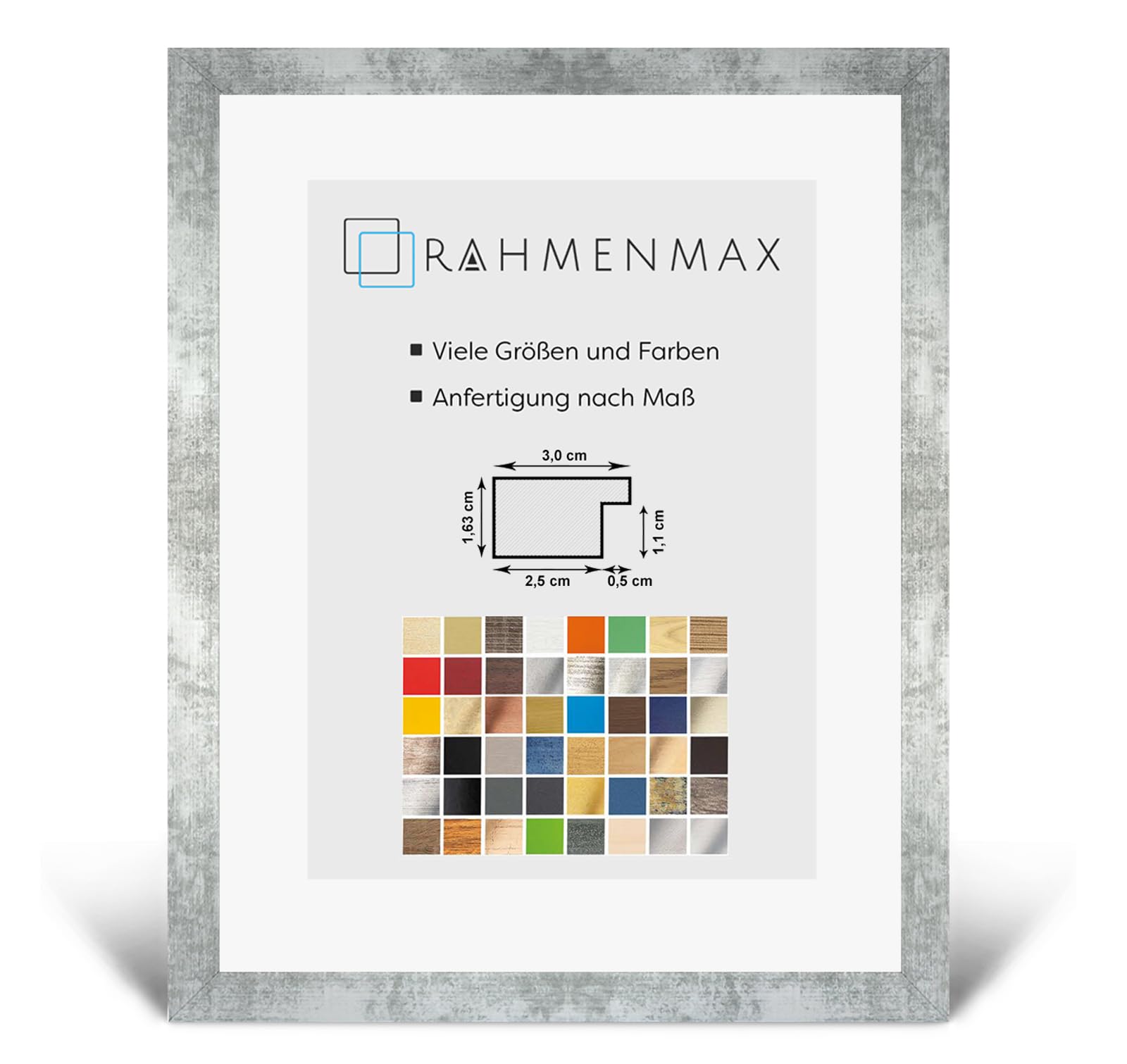 RahmenMax Puzzelmax Premium Bilderrahmen Posterrahmen 28x35 cm Puzzlerahmen Eisen gewischt Dekor 35x28 cm Puzzlerahmen mit weisser Rückwand und Antireflex-Kunstglas