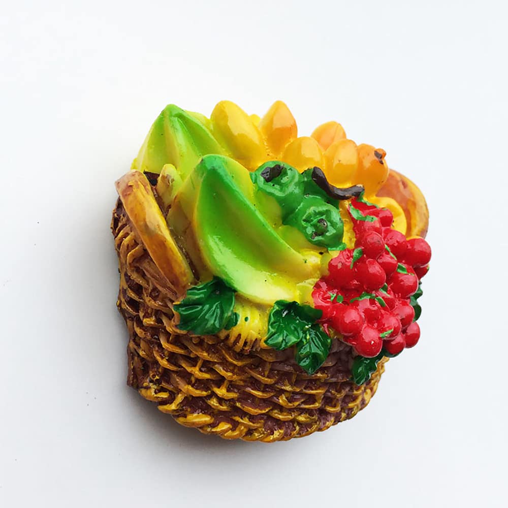 Set Di 4 Magnetini Frigo 3D Frutta - Mela, Litchi, Papaya, Anguria - Souvenir Turistici Artigianali In Resina