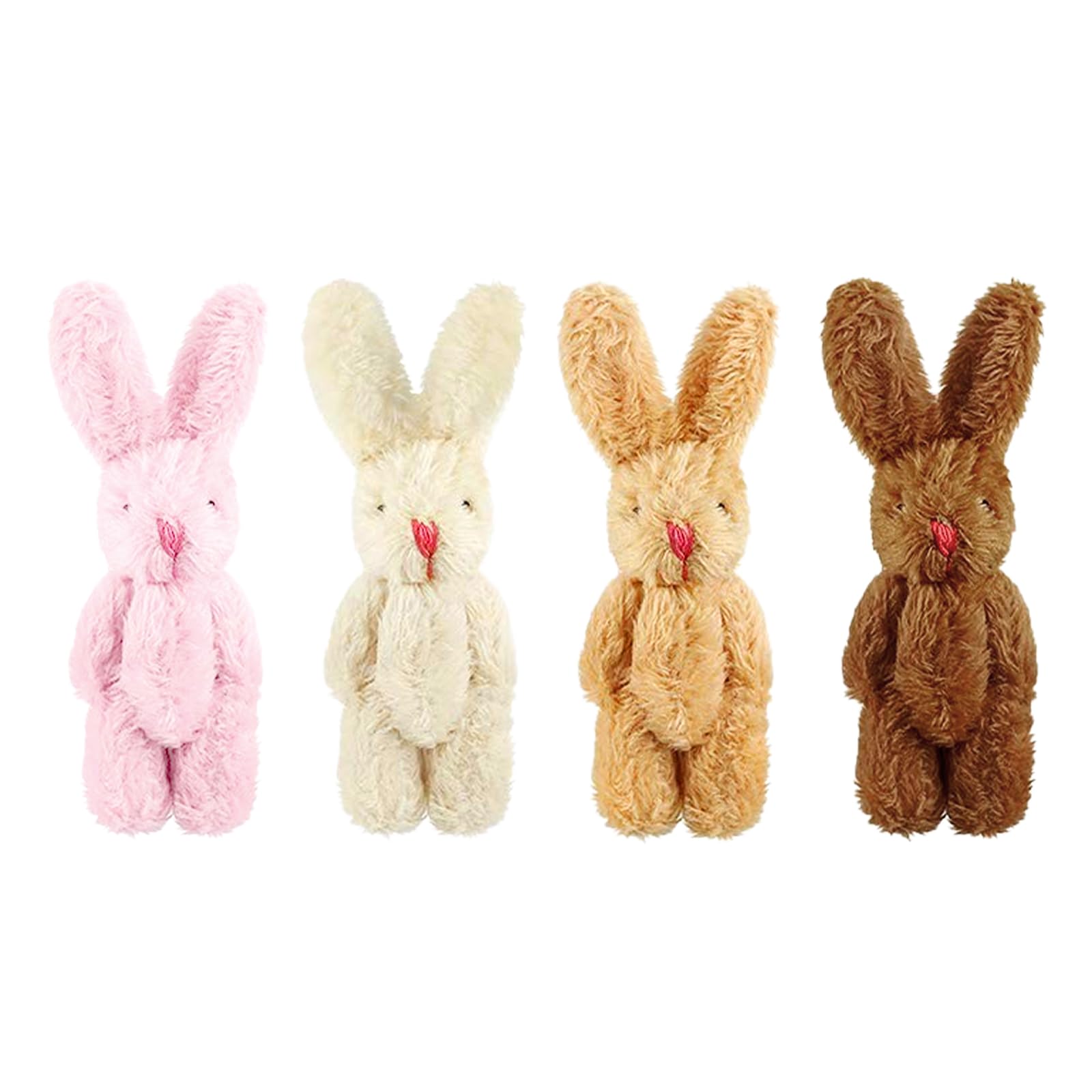 NATOSU 4 Piezas Mini Conejo de 4,5 cm, Conejito de Peluche Regalo para Nieta Accesorios para casa de muñecas Mini Conejo con articulación, decoración de Bricolaje, Accesorios de Material