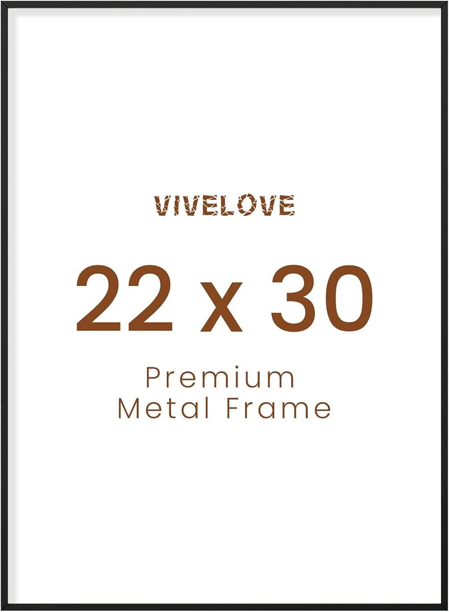 Vivelove 22x30 Metal Picture Frame, Black Aluminum Picture Frames with Tempered Glass, Wall Mounting Horizontally or Vertically, for Hanging Diploma, Certificates and Decor for Wall-1Pack
