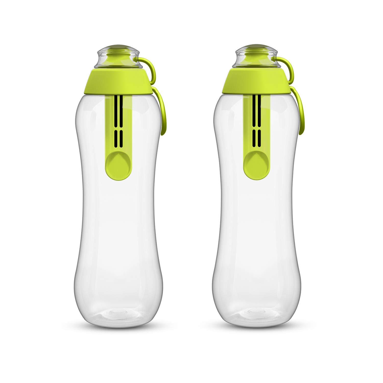 PearlCo - Zwei Trinkflaschen SOFT mit Filter 0,5 Liter (grün) | Wasserflasche BPA-Frei | Schule, Sport, Wasser, Unterwegs