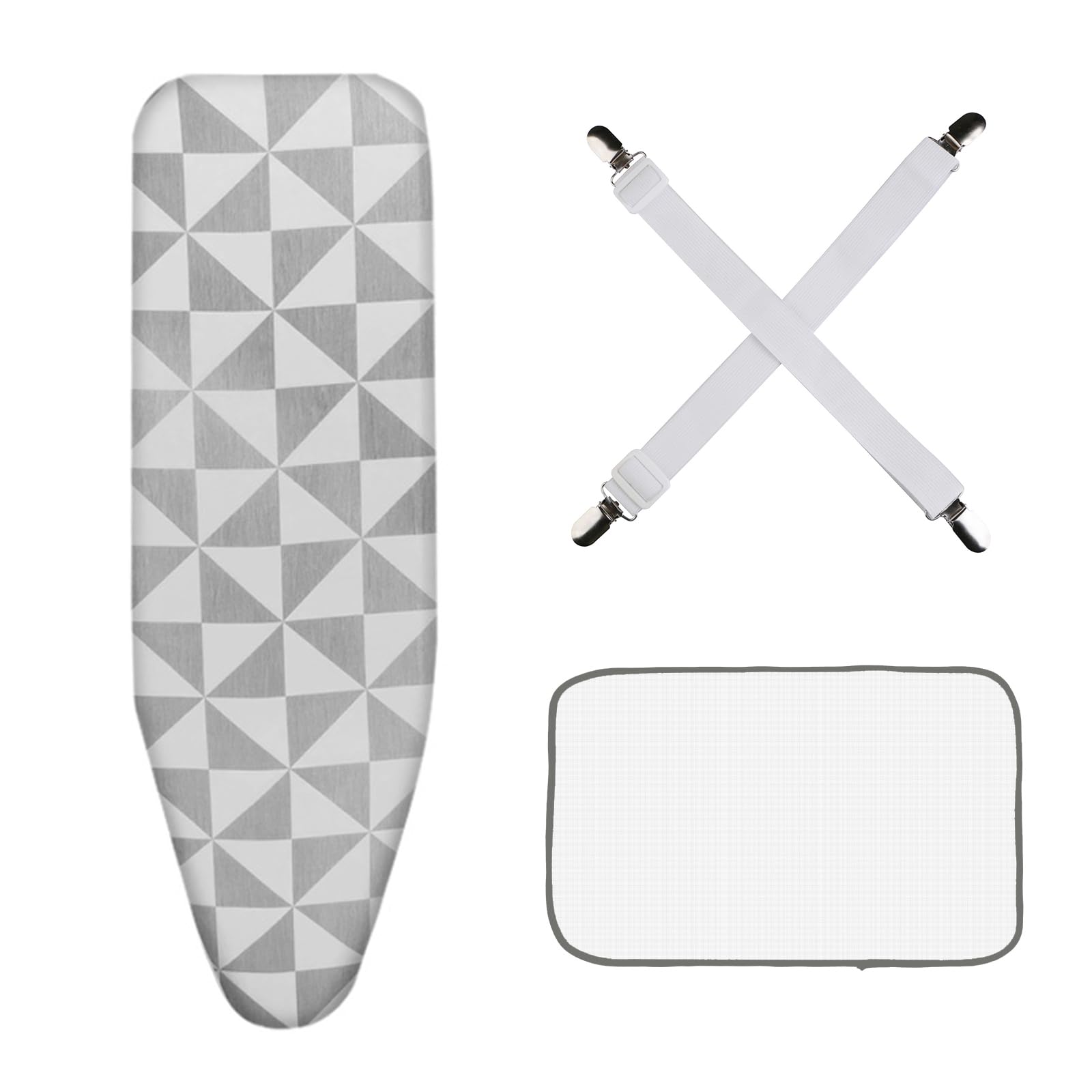 Ironing Board Cover Heat Reflective 120 x 41 cm with Ironing Cloth and Retaining Clip, Ironing Board Cover Ironing Board Covers, Suitable for Steam Irons and Steam Irons