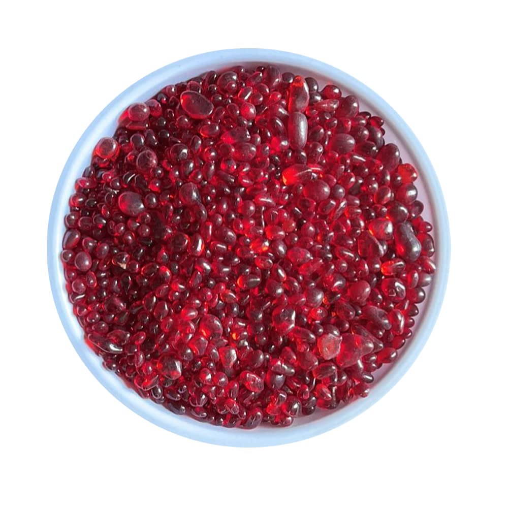KISEER Clear Glass Stone Bulk 1 LB Glass Beads Gems Marbles Pebbles Gravel Rock for Aquarium, Fish Tank, Garden, Vase Fillers, Succulent Plants Decor (Red)