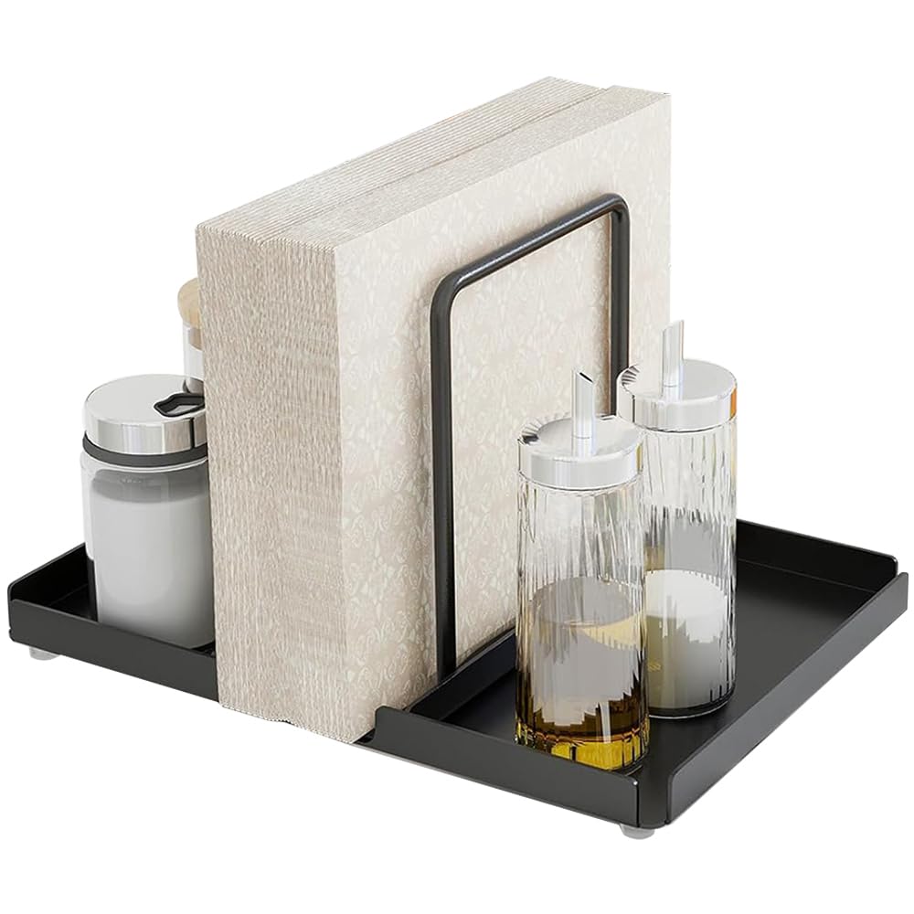 Porte-serviettes pour table, porte-serviettes plat avec bras lesté, porte- serviettes en papier carré, élégant et rustique, en fer métallique, support de serviette moderne pour cuisine, restaurant