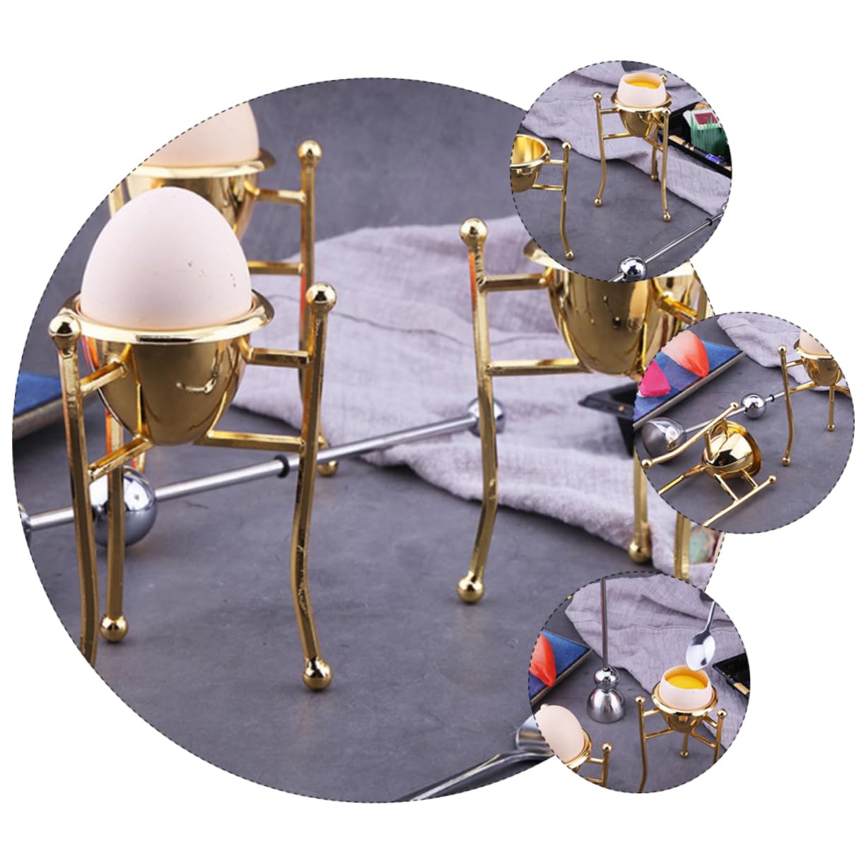 Amosfun 2 Pièces casier à Oeufs coquetier Tasse cartons d'oeufs réutilisables accesoire Cuisine Support Tableau coquetier Oeuf œufs Support à Oeufs de Cuisine Plateau d'oeufs cuivre
