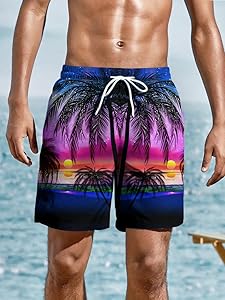 METRONS Men's Beach Shorts with Elastic Waistband Vacation & Summer Outdoor Activities