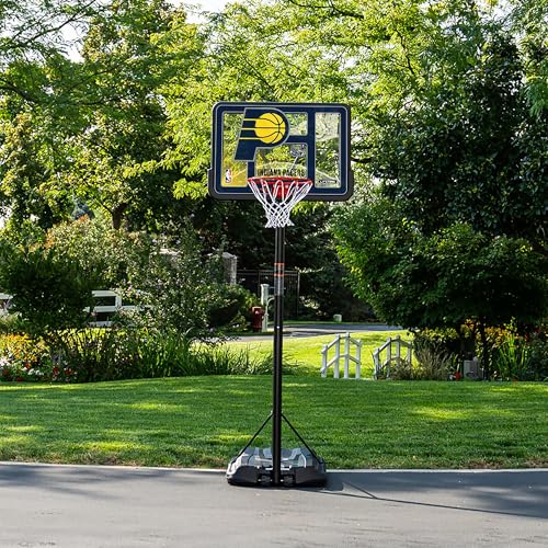 Image of Lifetime NBA Indiana Pacers Portable Basketball Hoop, Adjustable Height 7.5-10 Ft, 44 Inch Shatterproof Fusion Backboard, Base with Wheels