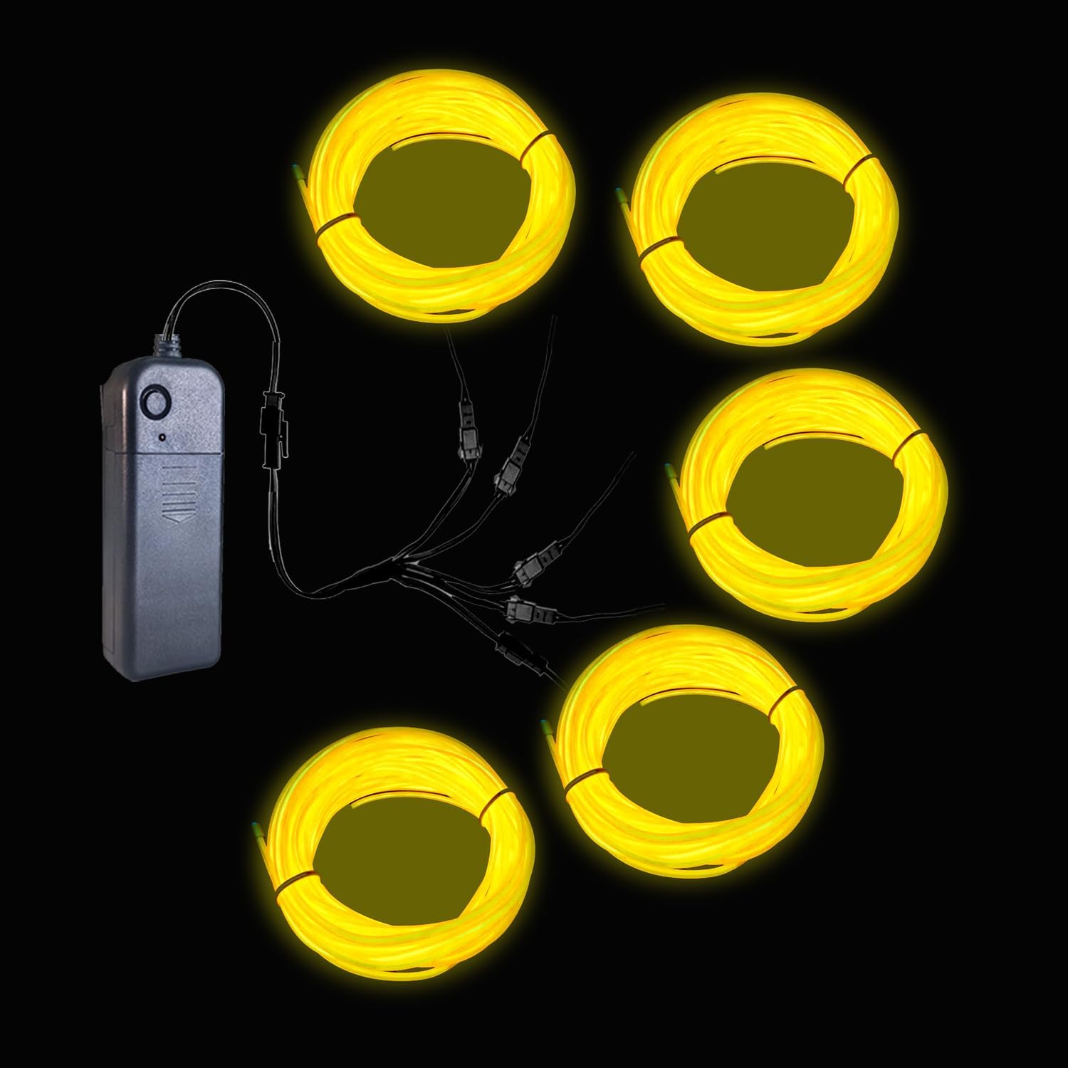 Gcidto Neon Light 5-in-1 Metre EL Wire, a Decorative Lighting Strip with Three Illumination Modes, Suitable for Various Occasions Such as Birthday Parties, Halloween, and More. (Yellow)