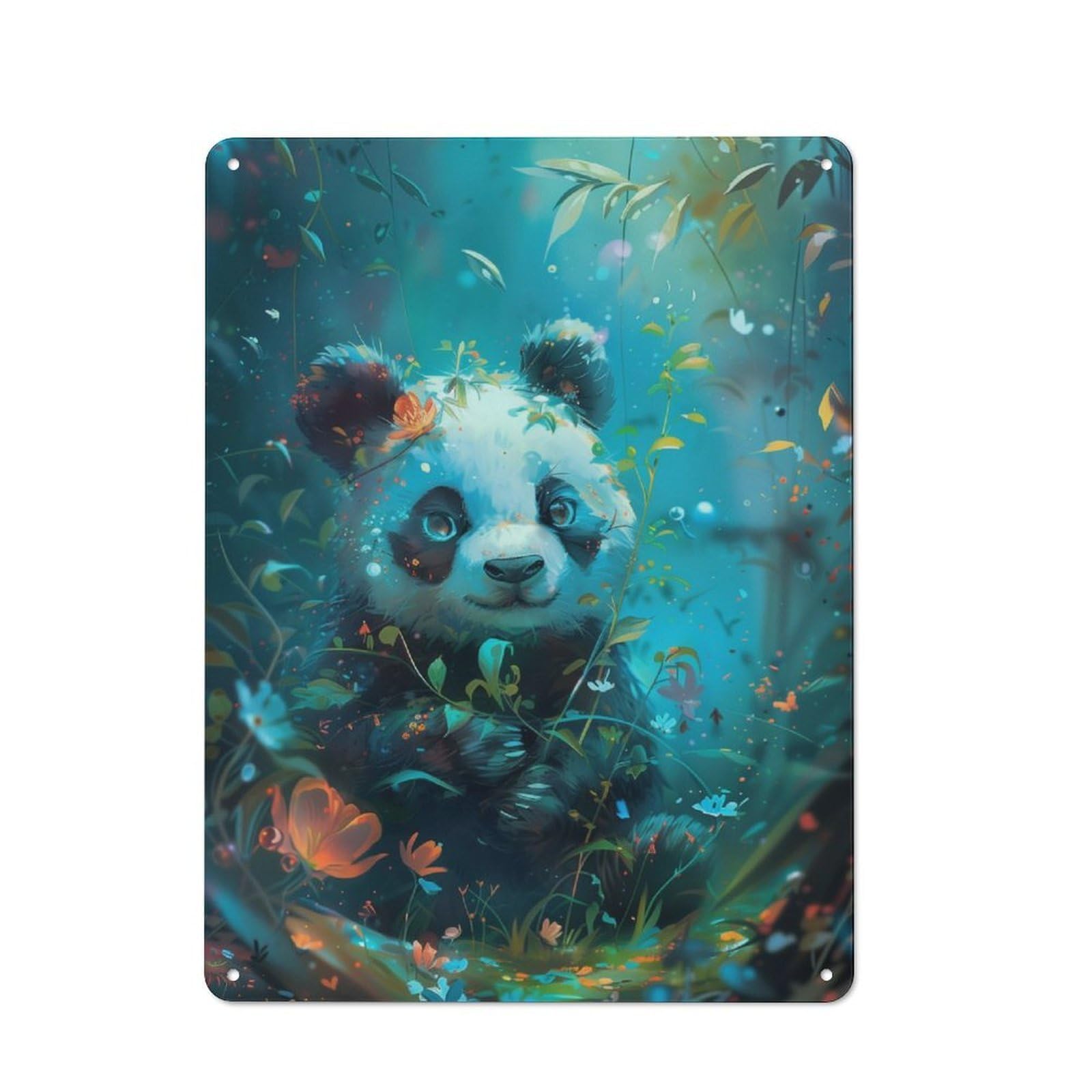 Junmoney Panda Cub Vintage Metal Sign 40X30cm For Guest Room Or Hallway, Suited To Guest Room Decorators