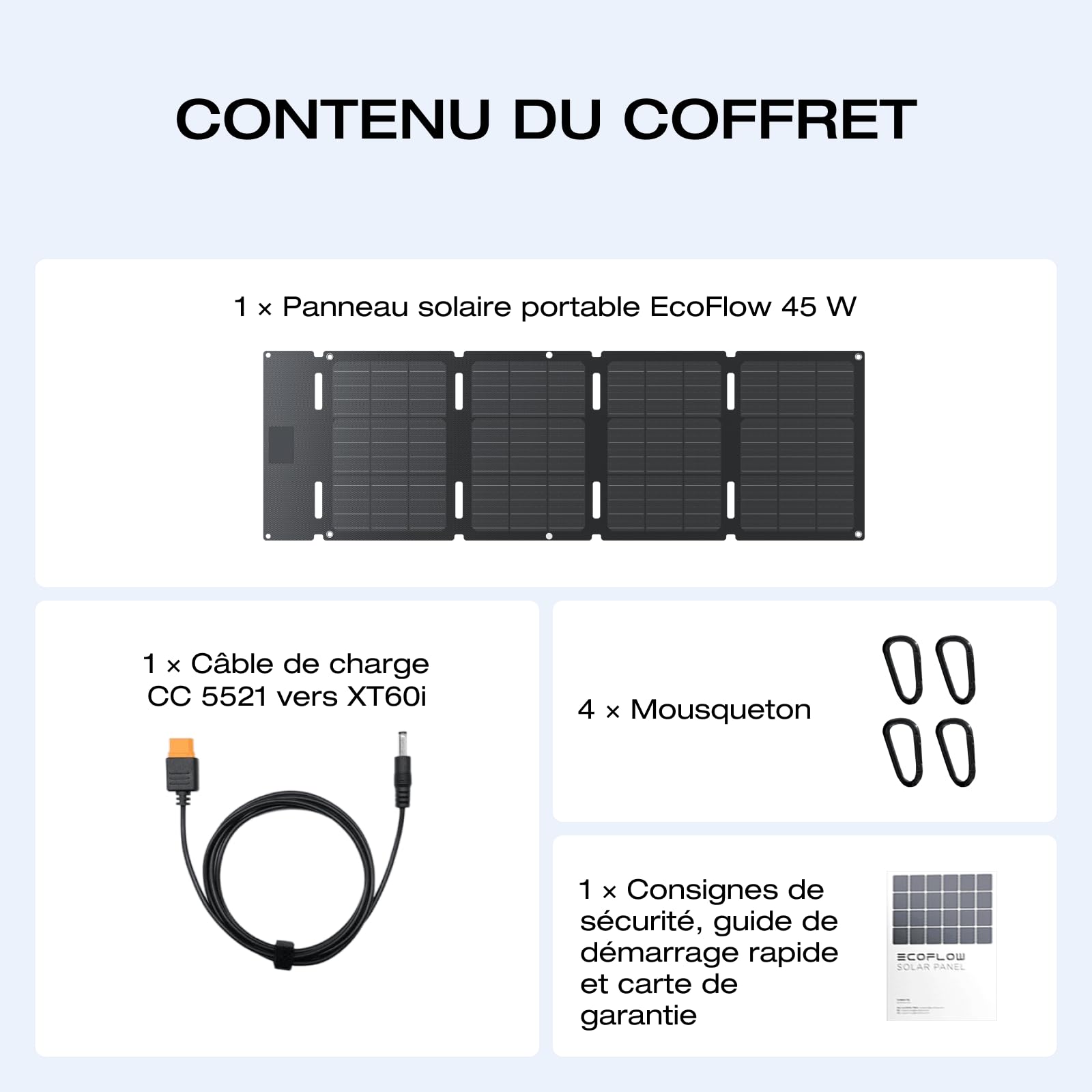Panneau solaire portable EF EcoFlow 45 W, pliable et compact, 25% de rendement, indice de protection IP65, résistant à l'eau et à la poussière, idéal pour le camping, les SUV et les minifourgonnettes | Pliable et compact, 25% de rendement, indice de prote