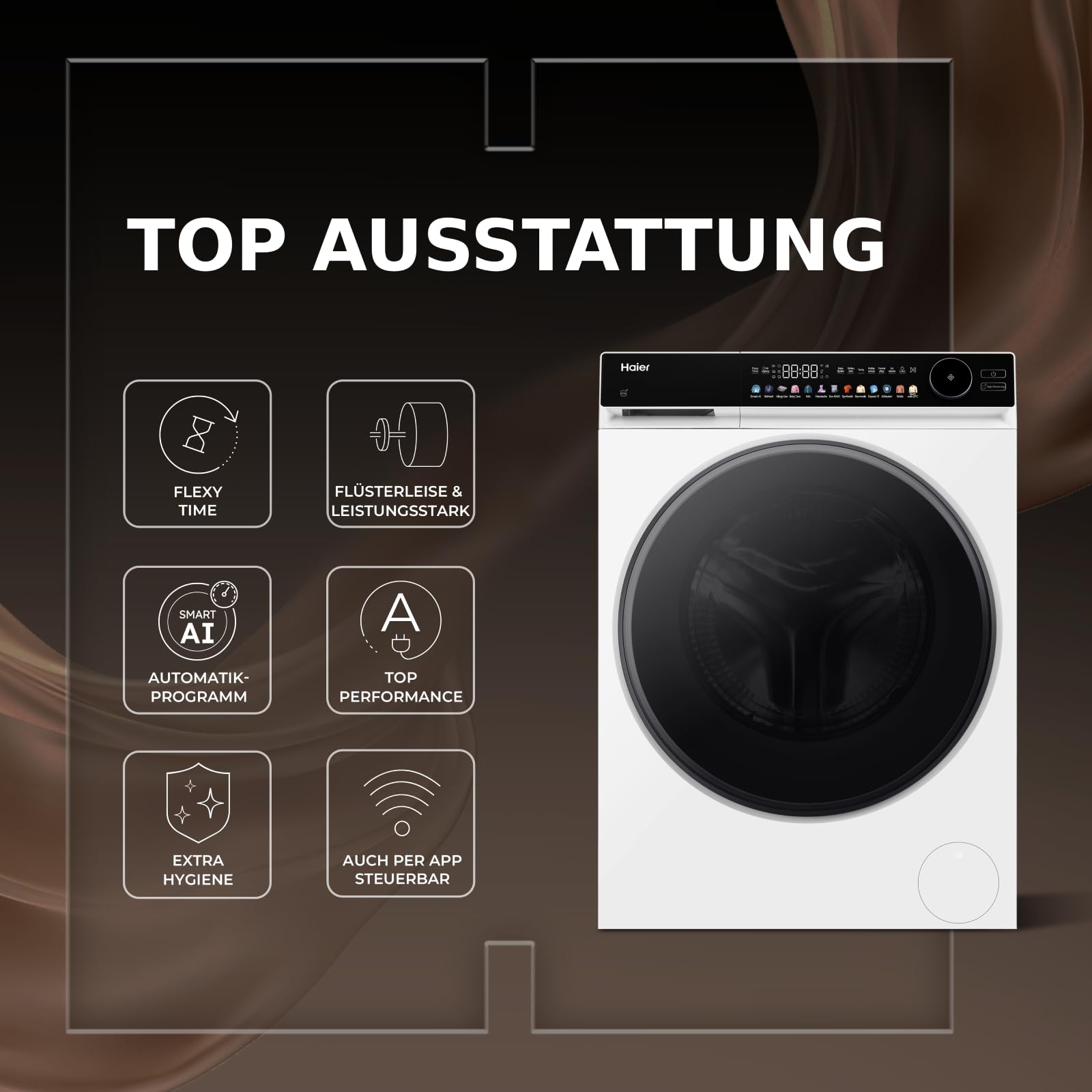Haier Frontlader Waschmaschine 8kg 1400 U/min AI Power DD Motor Smart Wi-Fi HW80-B14667TU1