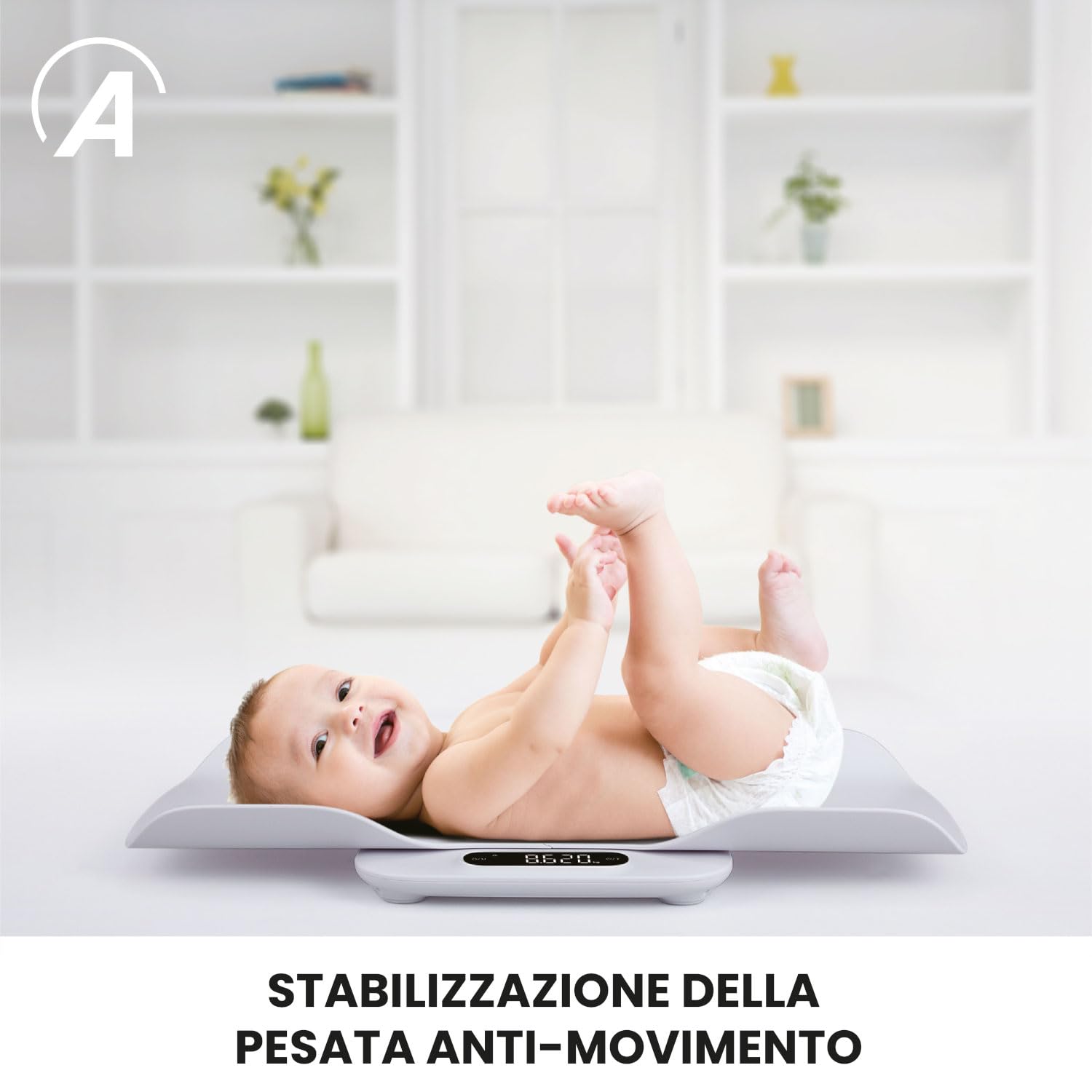Ardes GROWY Bilancia Digitale Multifunzione per Neonati, Bambini, Adulti e Animali con Vassoio Rimovibile, Alta Precisione e Schermo LCD