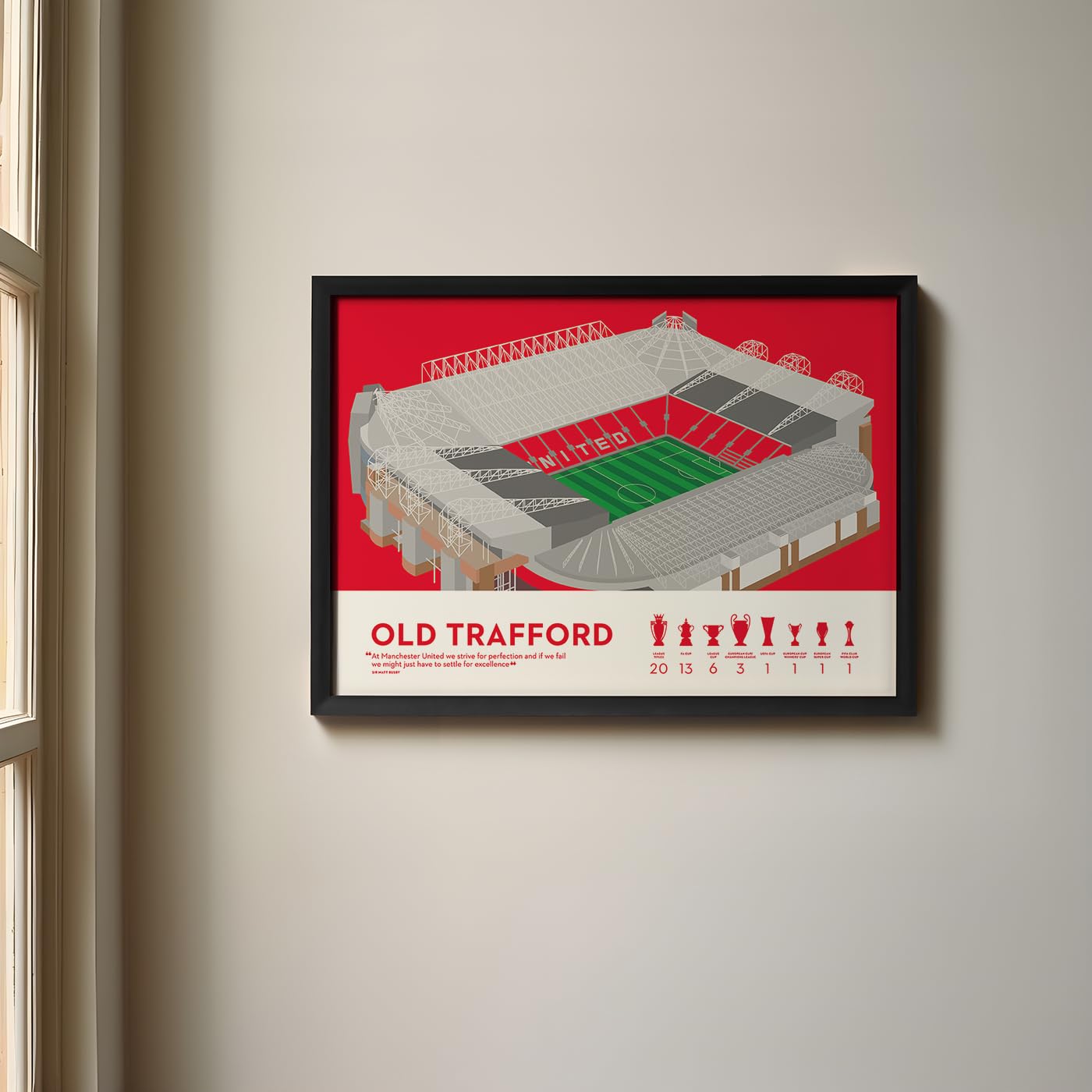 QUOTE - UNQUOTE ART Manchester United Poster - Manchester United Merchandise - 13x17 inches - Black Frame 2