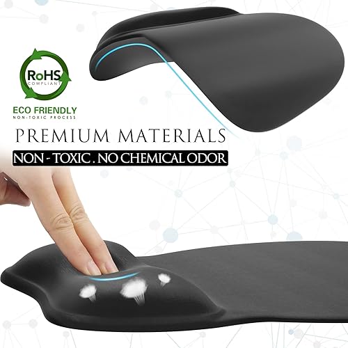 Miniatura 107 de MROCO Alfombrilla ergonómica para mouse con reposamuñecas de gel, cómoda alfombrilla de mouse con superficie de soporte de muñeca suave y base