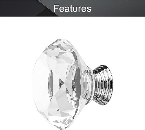 Miniatura 10 de MroMax Tirador de aleación de zinc de cristal, pomos para gabinete, cajones, gabinete, aparador, librería, armario, base plateada, 2 unidades