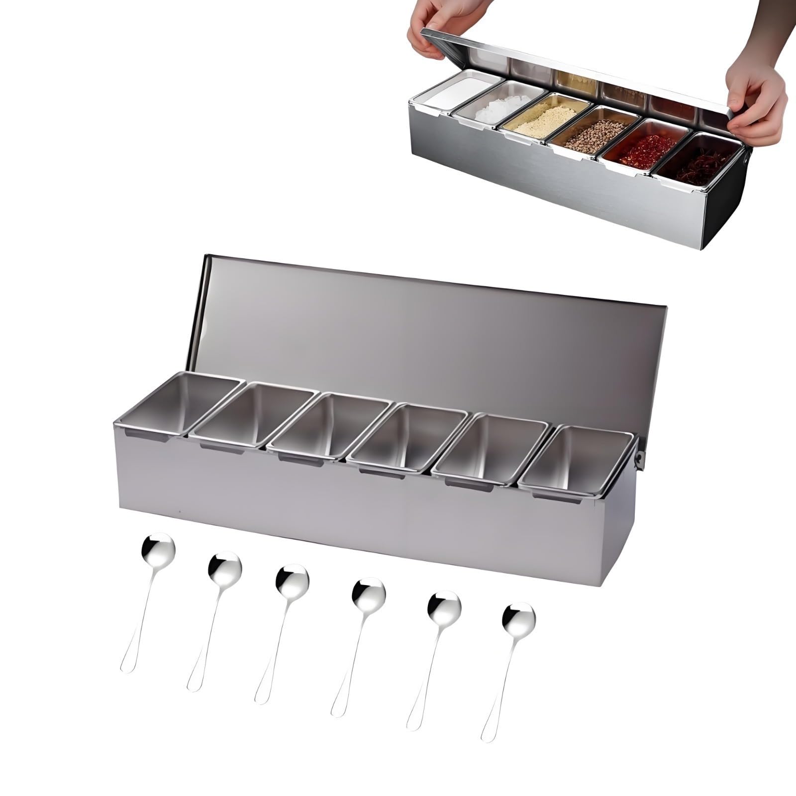 Contenitore per alimenti in acciaio inox 304 con coperchio versatile Se nizer e scatola di frutta con griglia interna rimovibile per uso pizzeria