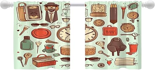 Vista 54 de Shrahala Ethnic Geometric Tribal Kitchen Valances Half Window Curtain, Native American Navajo Tribal Design Print Kitchen Valance for Window Ink