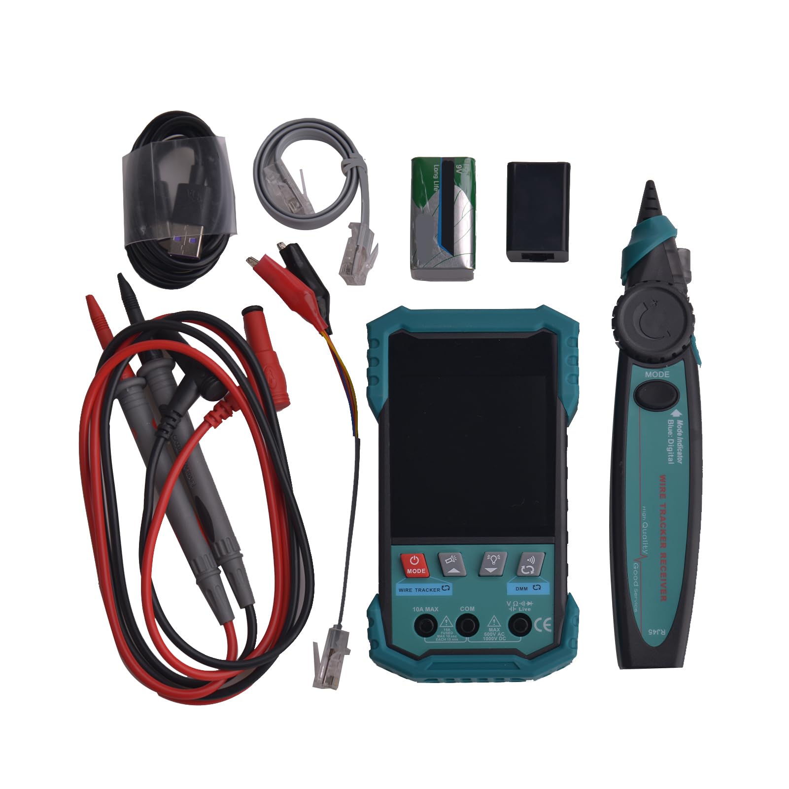 Wakects Tester per Cavi di Rete, Tracciacavi Digitale con Test PoE e Multimetro, Misurazione della Lunghezza del Cavo da 2,5 a 400 M, NCV e Torcia per Installatori di Elettricisti (ET623)