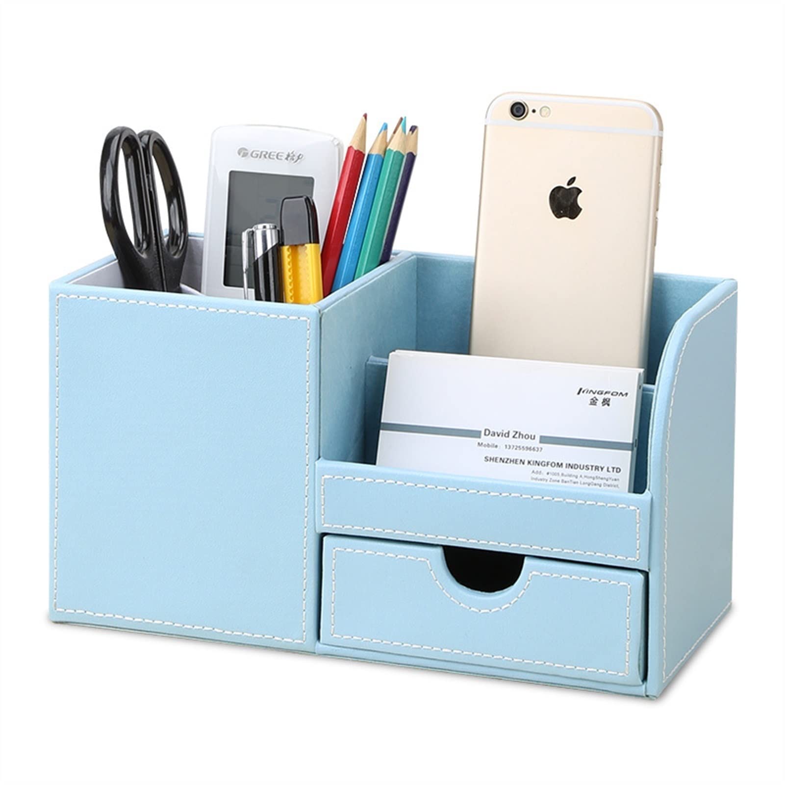 Etui na wizytówki Materiały do ​​przechowywania w domu Materiały biurowe PU Skórzany organizer na biurko Pojemnik na długopisy Ołówek Wizytówki firmowe Pudełka do przechowywania pilota Uchwyt na kartę