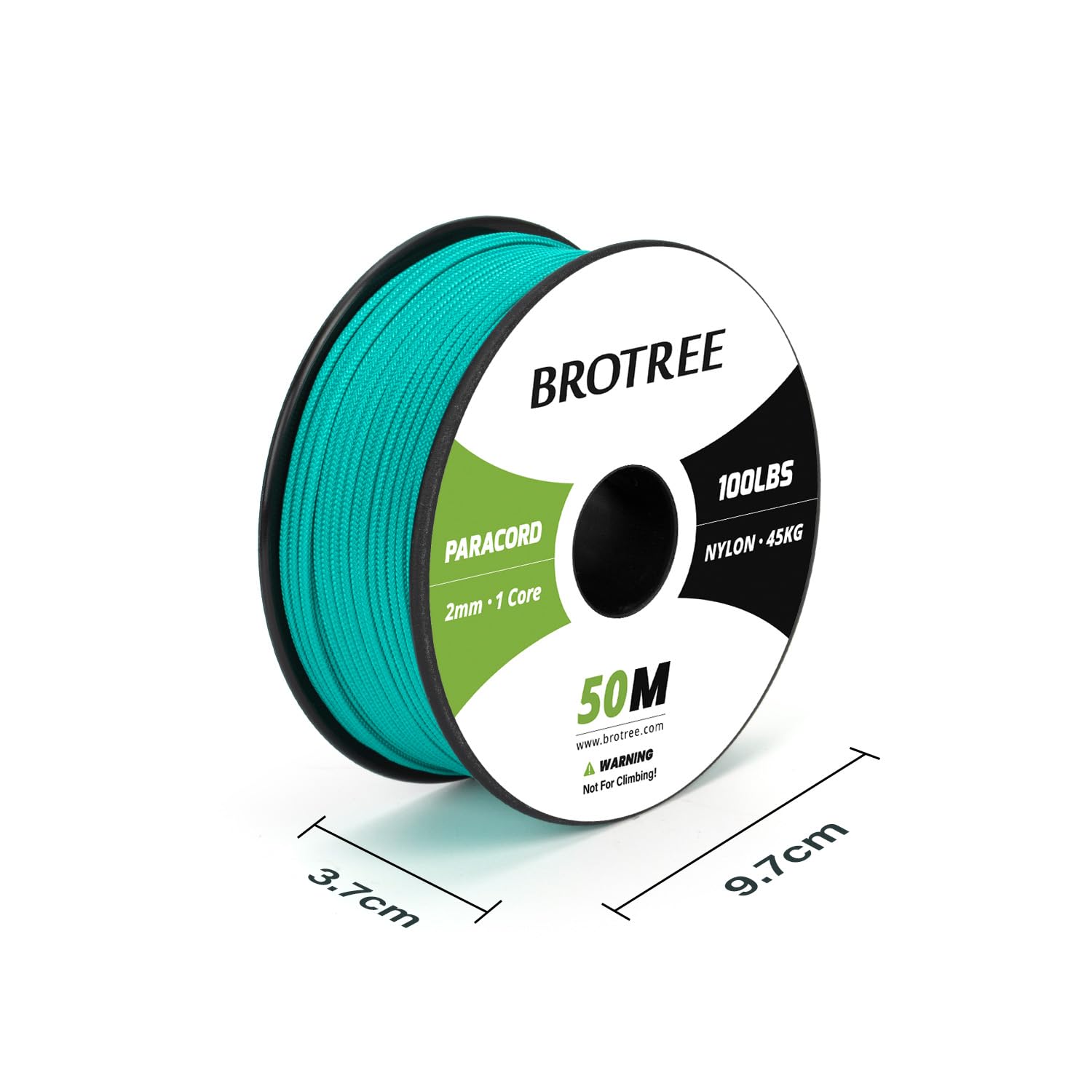 Brotree Paracord 2mm 50M 100% Nylon Rope 1 Strand Parachute Cord for Outdoor Craft, DIY - 45kg Breaking Load (Turquoise) - Image 2