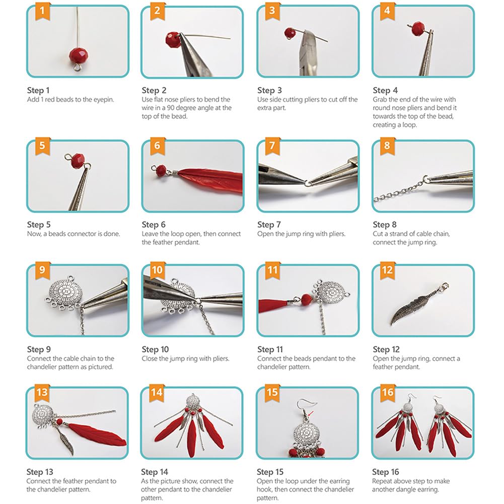 Kit De Manualidades Para Hacer Pendientes De Plumas Bohemios - Incluye Plumas Naturales, Cuentas Y Accesorios Para 8 Pares Diferentes