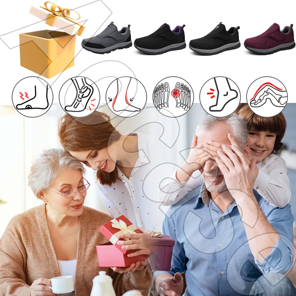 Buty ortopedyczne damskie na haluksy szerokie regulowane czarne 37