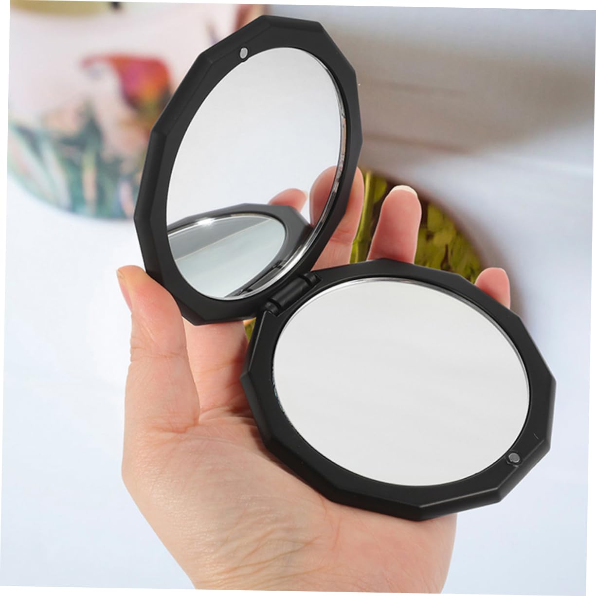2stücke Kosmetikspiegel Faltbarer Mini-Spiegel Reisespiegel Tragbarer Make-up-Spiegel Kompakter Vergrößerungsspiegel Mit Schützender Klappabdeckung Hochauflösende Oberfläche