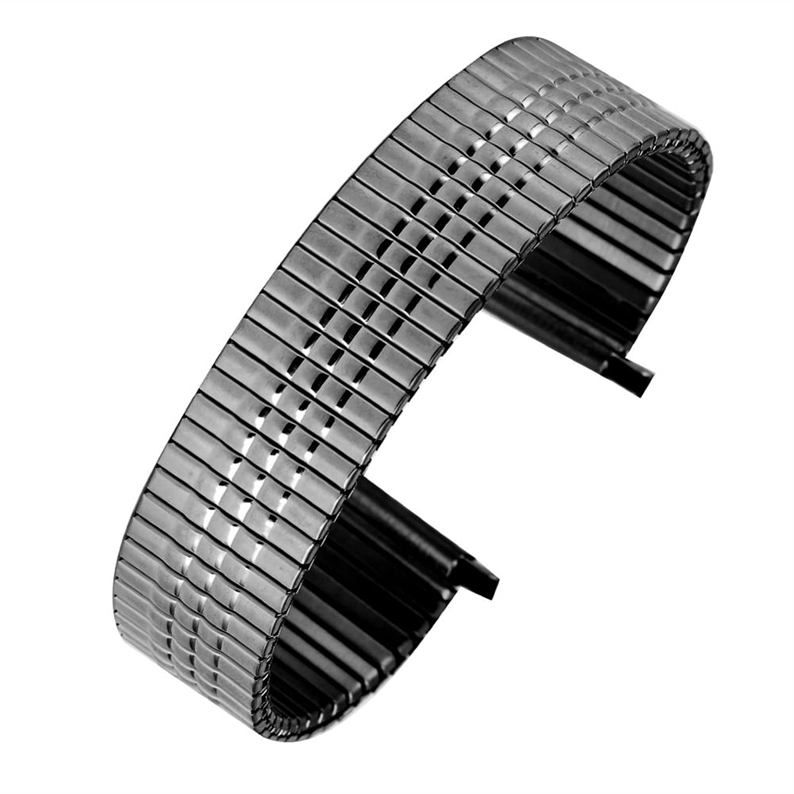 Rvs Elastische Stretch Band 14mm 16mm 18mm 20mm 22mm Horloge Band Metalen Band polsband Accessoires(Color:Black,Size:20mm