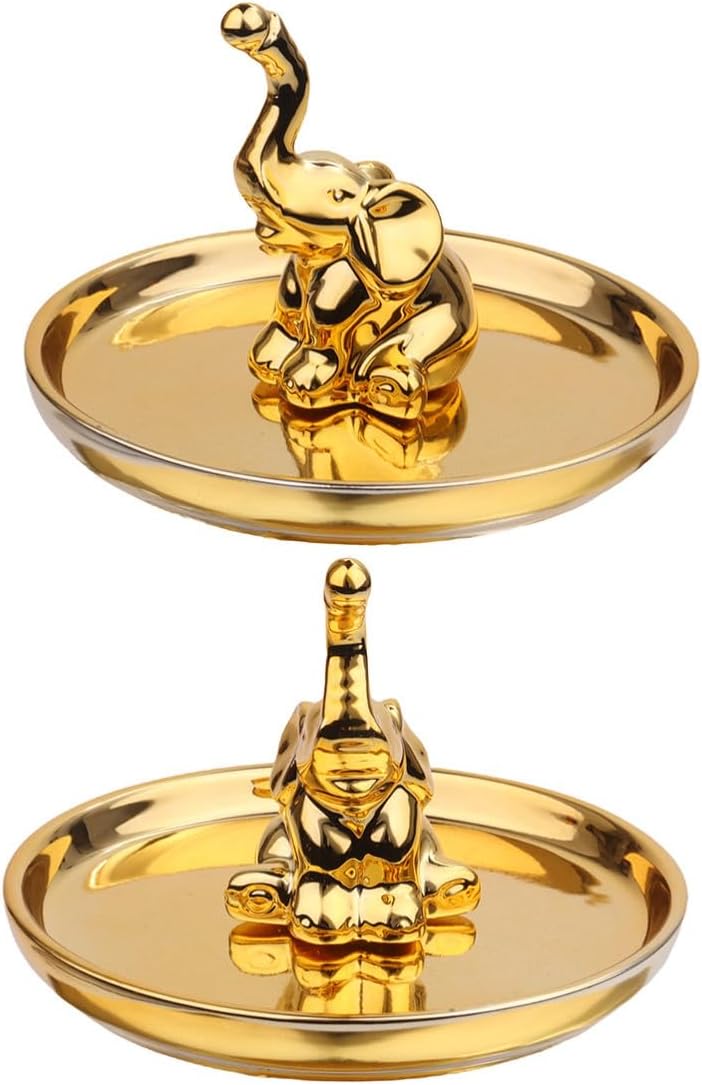 Toddmomy Plated Jewelry Storage Tray Elephant Shaped for Rings and Watches
