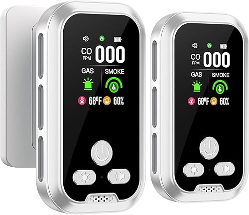 Vista 15 de Detector de humo y monóxido de carbono enchufable 4 en 1, batería de reserva integrada de 2000 mAh, pantalla HD