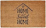 Felpudo moderno de coco con estampado Home Sweet Home. Para interiores y exteriores cubiertos.