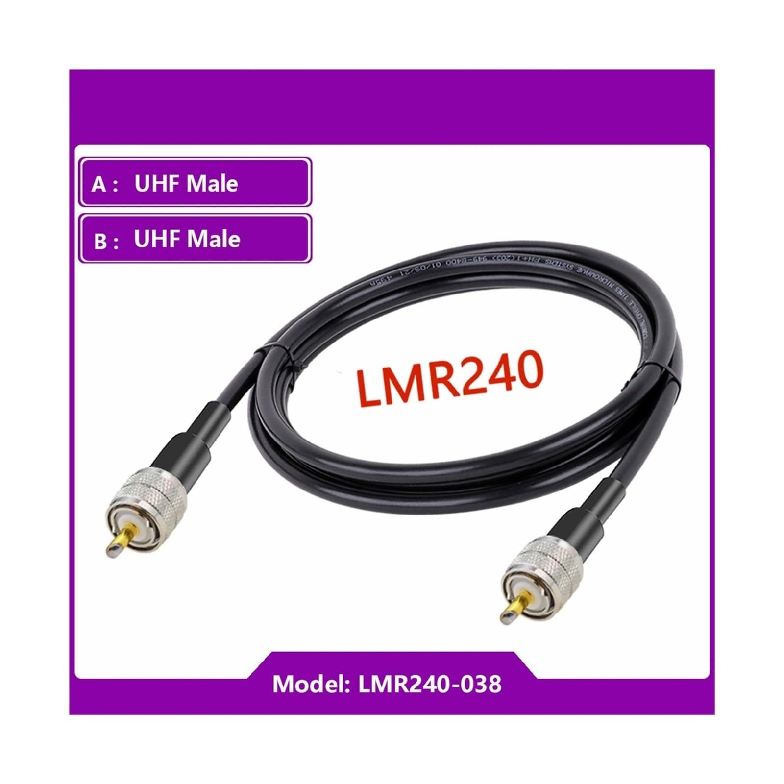 Câble LMR240 PL259 UHF mâle vers SO239 femelle
