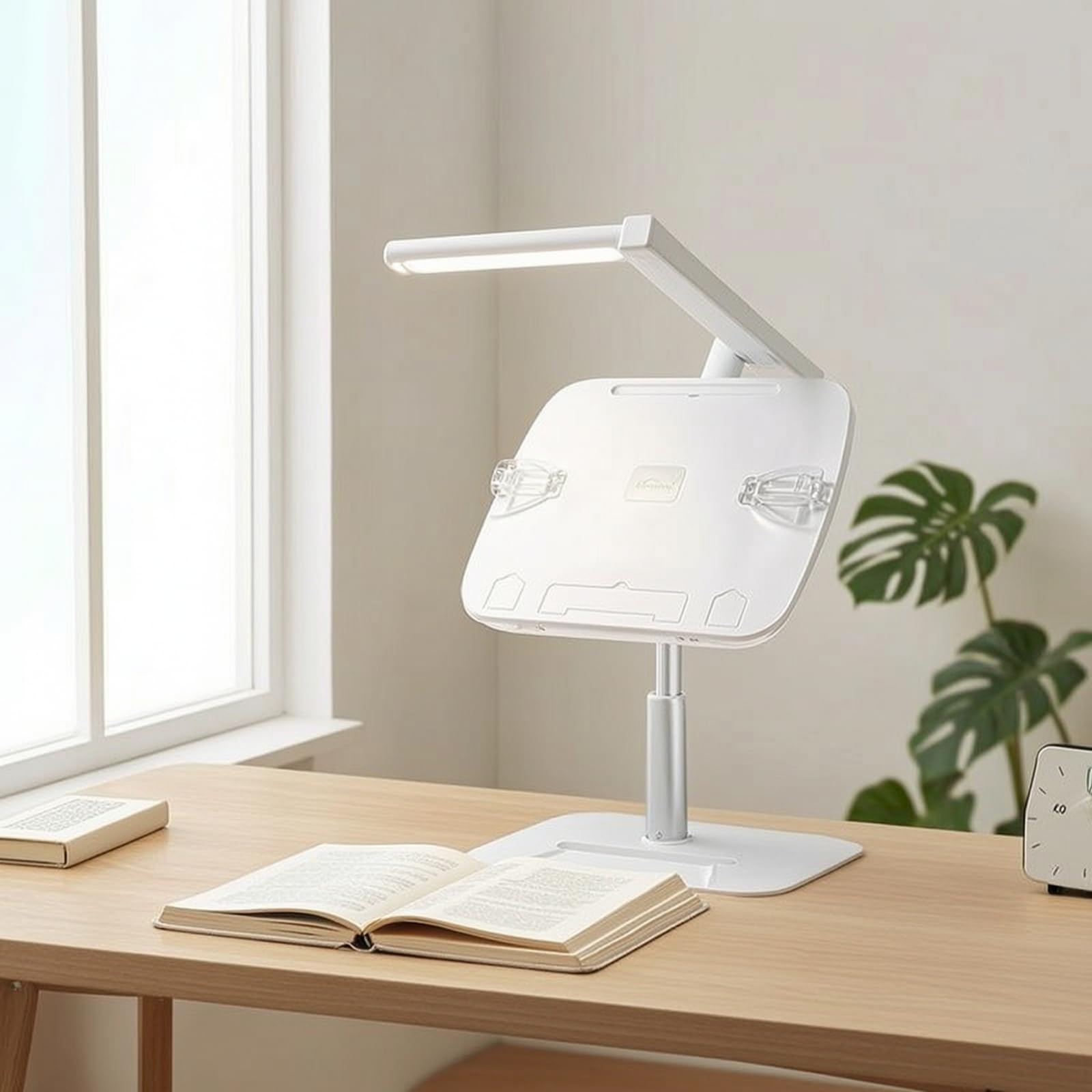 Bambini da Pavimento Supporto Libri Porta Pagine con Luce Regolabile Altezza Estendibile Angolo Orientabile Adatto per Studio Lettura Serale Comodino Scrivania Soggiorno