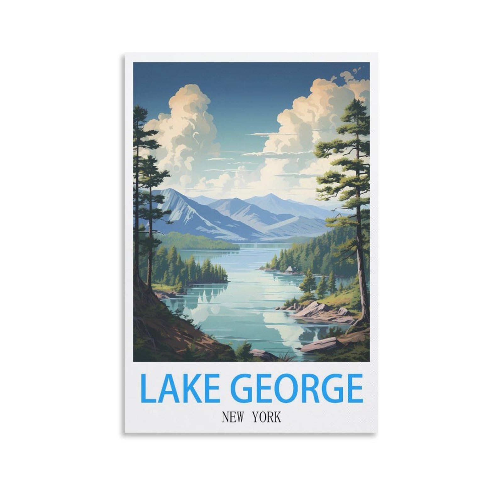 Vintage Metal Tin Wall Sign Lake George New Yorks Art Plaque Poster Wall Decor for Home Tool Room Bar Club Restaurant Cafe 30x30cm