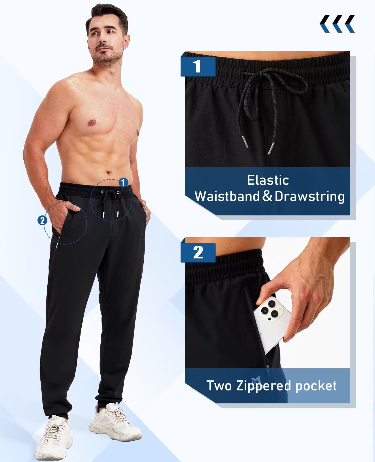 Paquete de 5 pantalones deportivos para hombre, pantalones deportivos con bolsillo con cremallera, pantalones deportivos para hombre, pantalones deportivos cálidos y ajustados para hombre