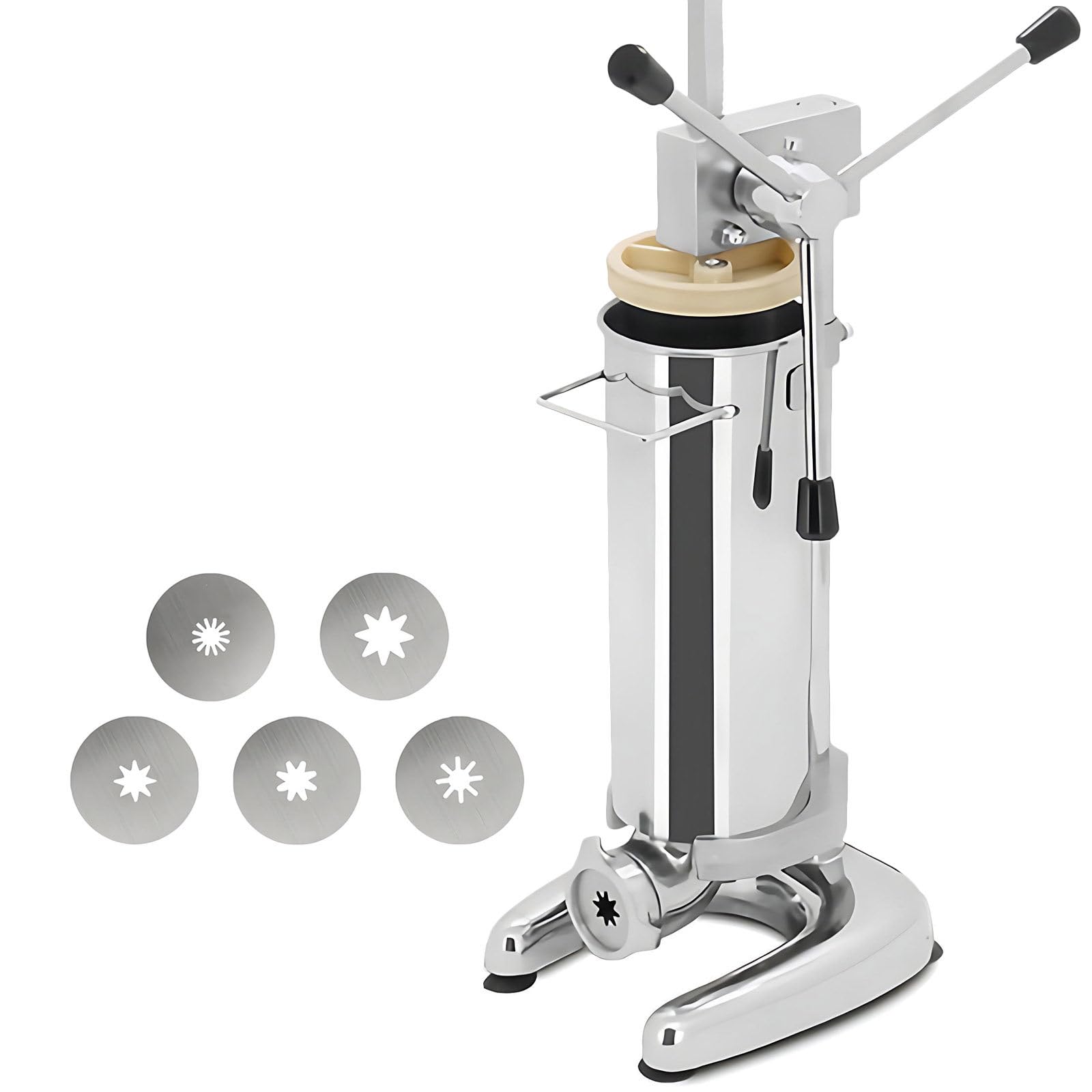 Churrera Manuelle Professionnelle, Machine à Churros Espagnole avec 5 Douilles pour Restaurants, Boulangeries, Food Trucks, Idéale pour les Churros Classiques et les Pâtisseries Façonnées 2L
