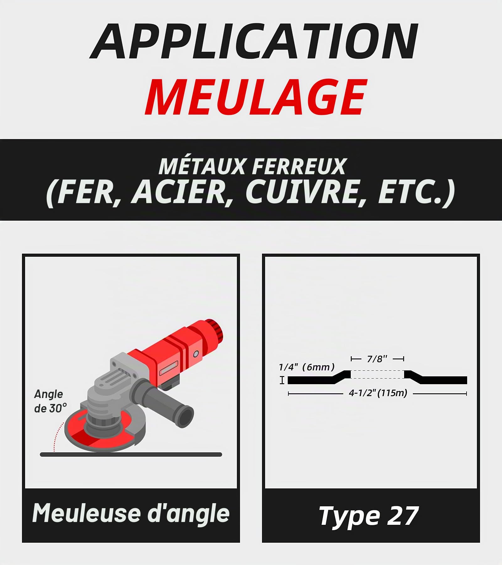 Lot de 10 disques de meulage en métal pour meuleuse d'angle 10,4 x 1,2 x 2,2 cm