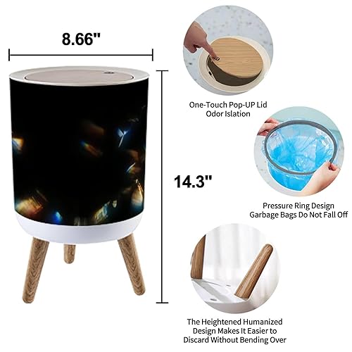 Miniatura 3 de Cubo de basura pequeño con tapa para baño, cocina, oficina, pañal, abstracto, borroso, colorido, llamarada, negro, para dormitorio, basura, cesta de
