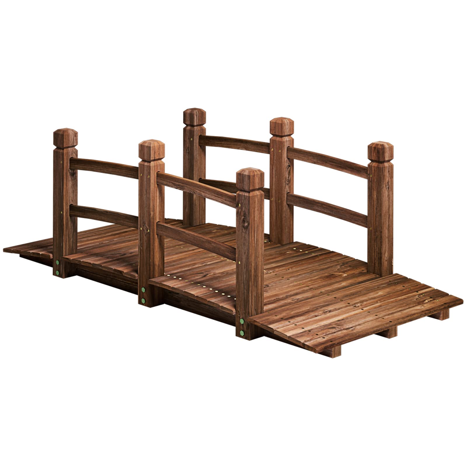 GIANTEX - Puente de jardín de madera carbonizada para estanque, decoración exterior, 150 x 67 x 55 cm, carga máxima 100 kg (marrón)