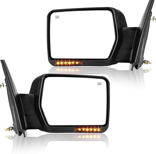 Miniatura 10 de PZ Espejos de remolque izquierdo del lado del conductor compatibles con camioneta Ford F-150 2007-2014, calefacción eléctrica, con señal ámbar,