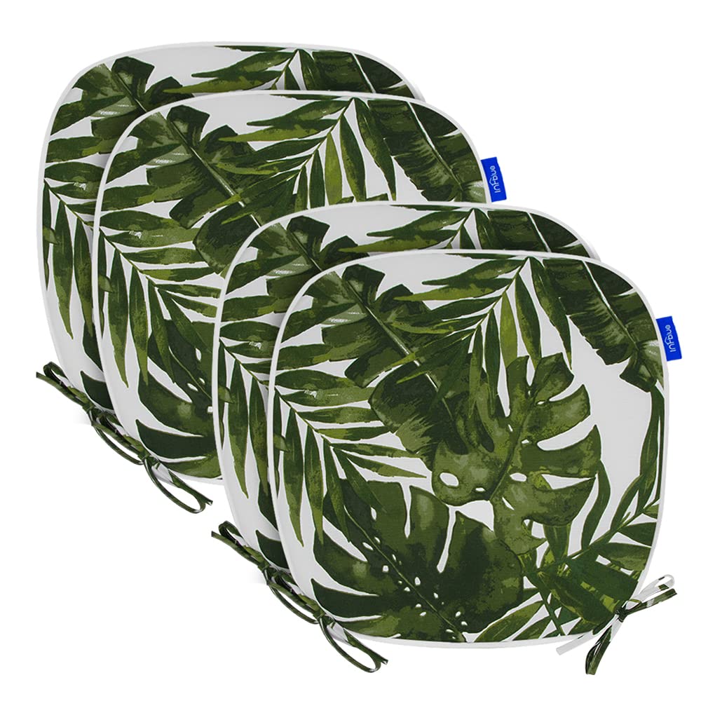 SleepMan Outdoor 17"x16" Chair Cushions with Ties Set of 4, Water Resistant All Weather U-Shape Seat Pads for Patio Garden Furniture Indoor Fade Resistant Patio Cushions (Green Leaf)-image-35