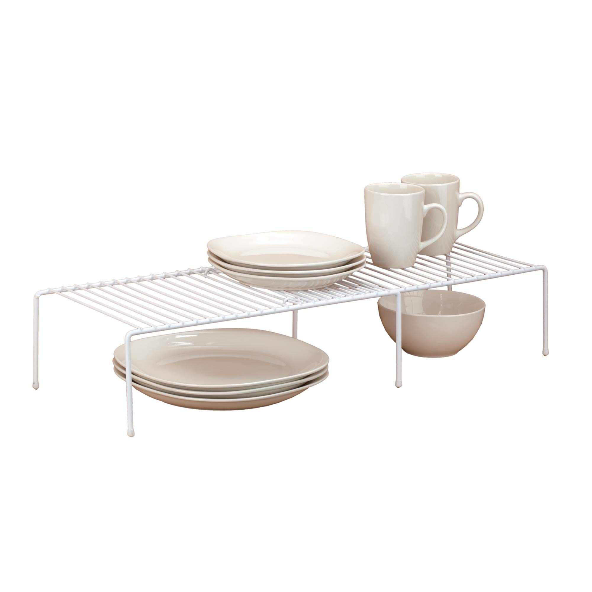 Kitchen Details Expandable Helper Shelf | Cabinet & Countertop Organization | Pantry | Space Saver Storage | White