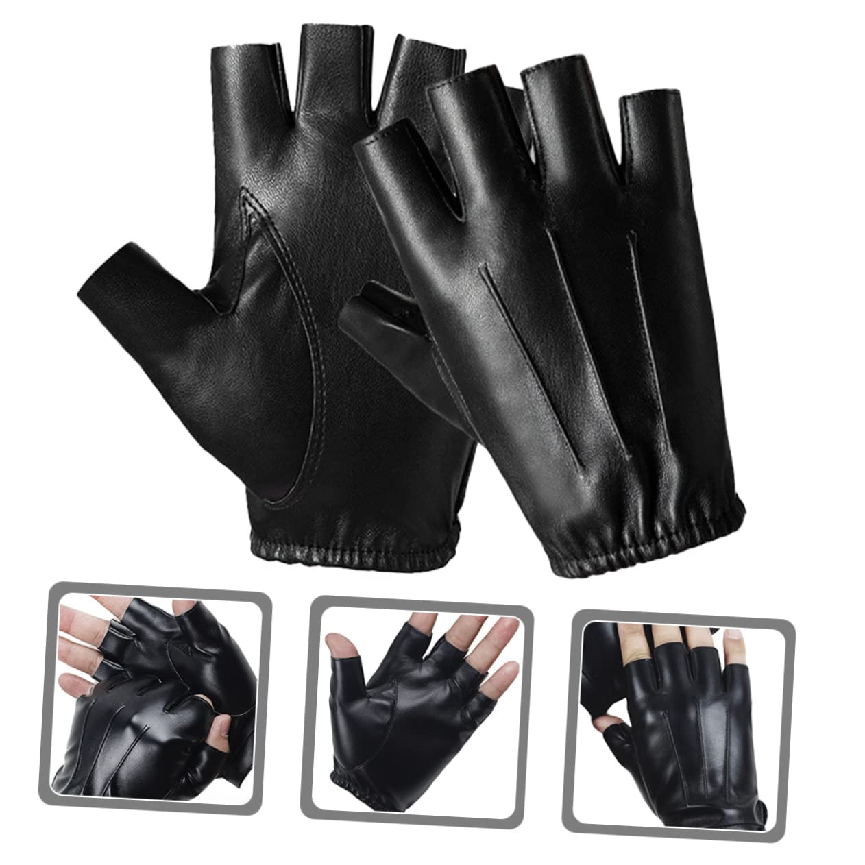 YARNOW 5pares Guantes De Fitness Reutilizables De Piel PU para Ciclismo y Pesca Guantes De Dedos Cortos Antideslizantes y Transpirables Actividades Al Aire
