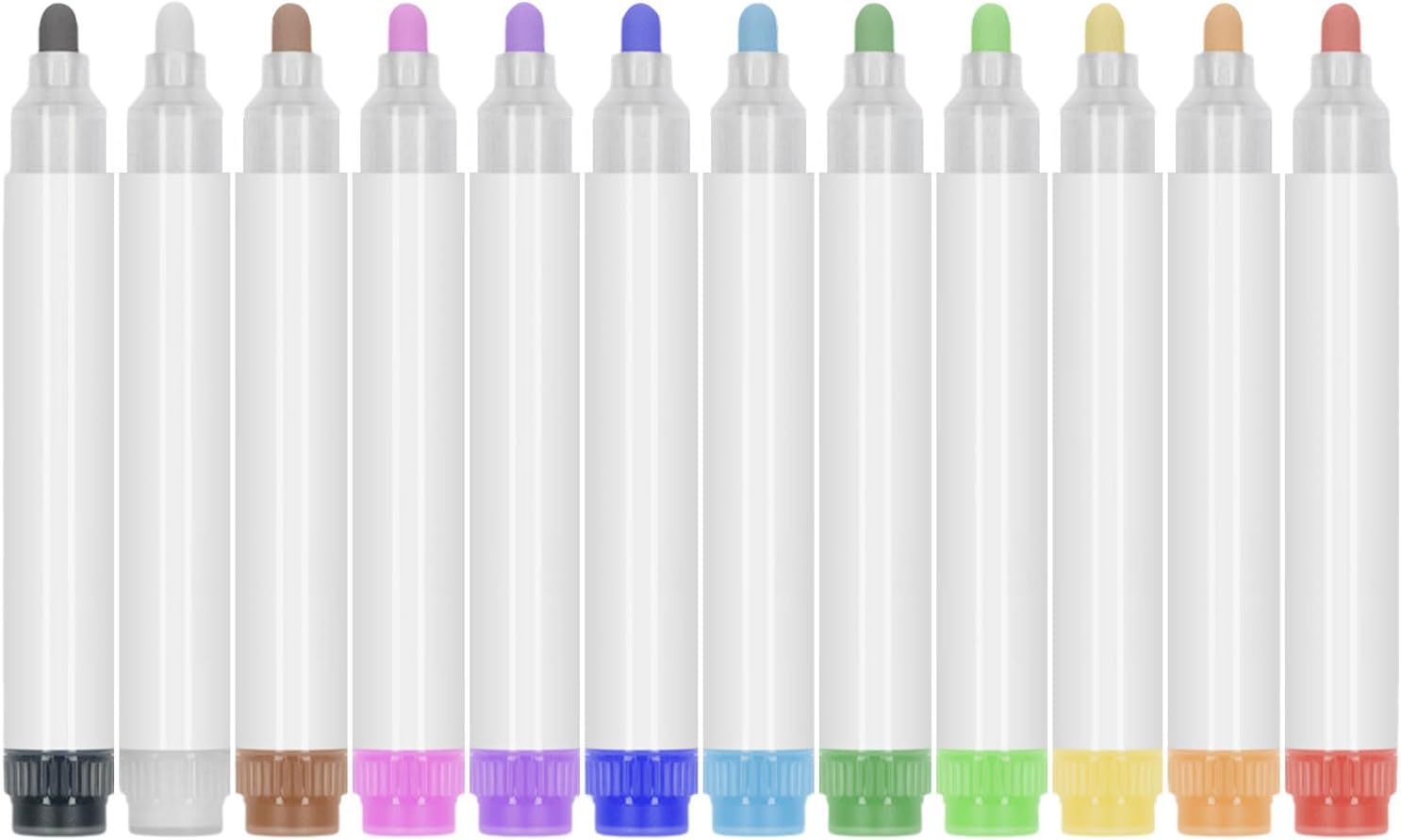 12 Color Erasable Whiteboard Marker Water Based Inks Quick Drying Refillable Whiteboard Marker for Glass Metal Acrylics