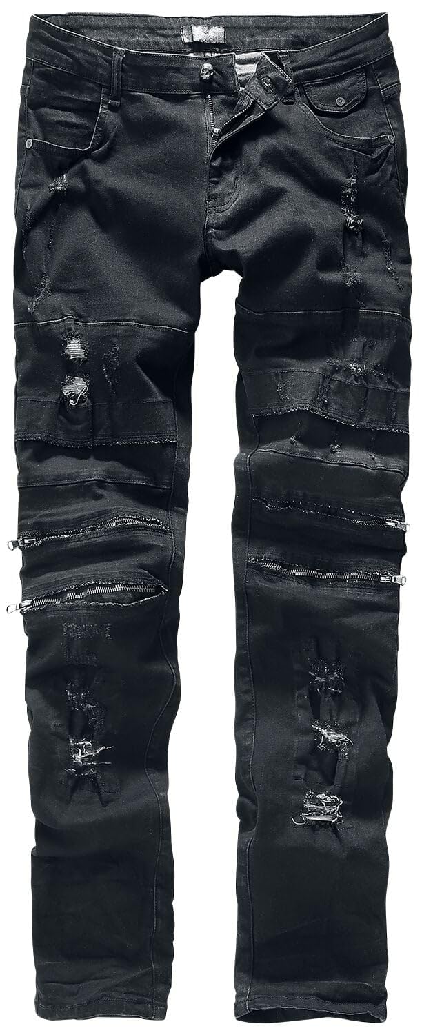 Rock Rebel by EMP Herren Schwarze Slim Fit Destroyed-Jeans im 5-Pocket-Style