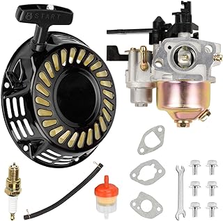 Fvrito Pull Recoil Starter Carburetor Carb for Predator 212cc 196cc 6.5HP Baja Massimo MB165 MB200 Coleman CT200U Trail BT200X Mini Bike Hummerhead 80t Trailmaster mid XRS XRX motovox KT196 Go Kart