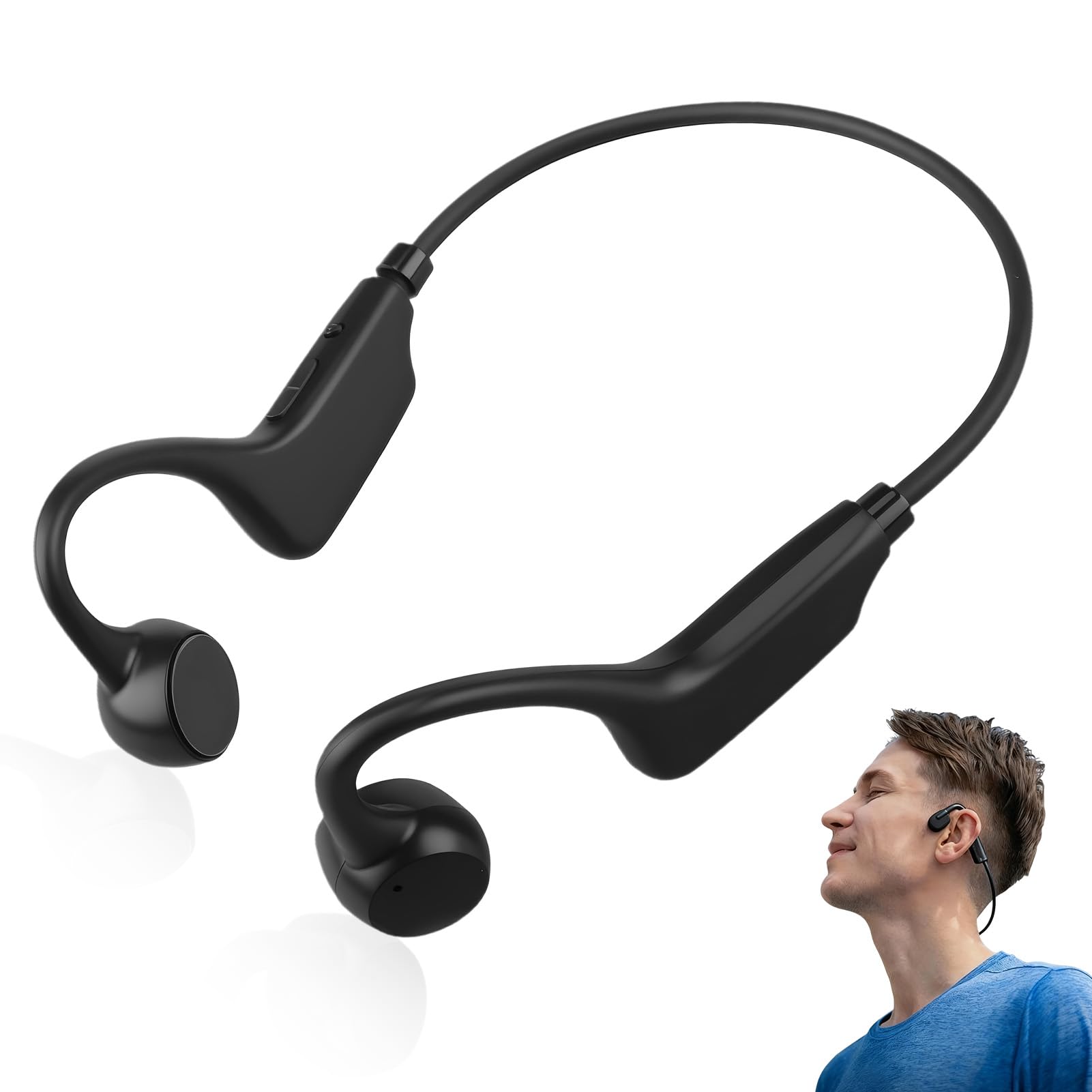Casque Conduction Osseuse Ecouteurs Bluetooth sans Fil V5.3 HiFi Stéréo Sport avec HD Micro Casque de Sport étanche IPX8 pour Course à Pied Natation Cyclisme Fitness Bureau
