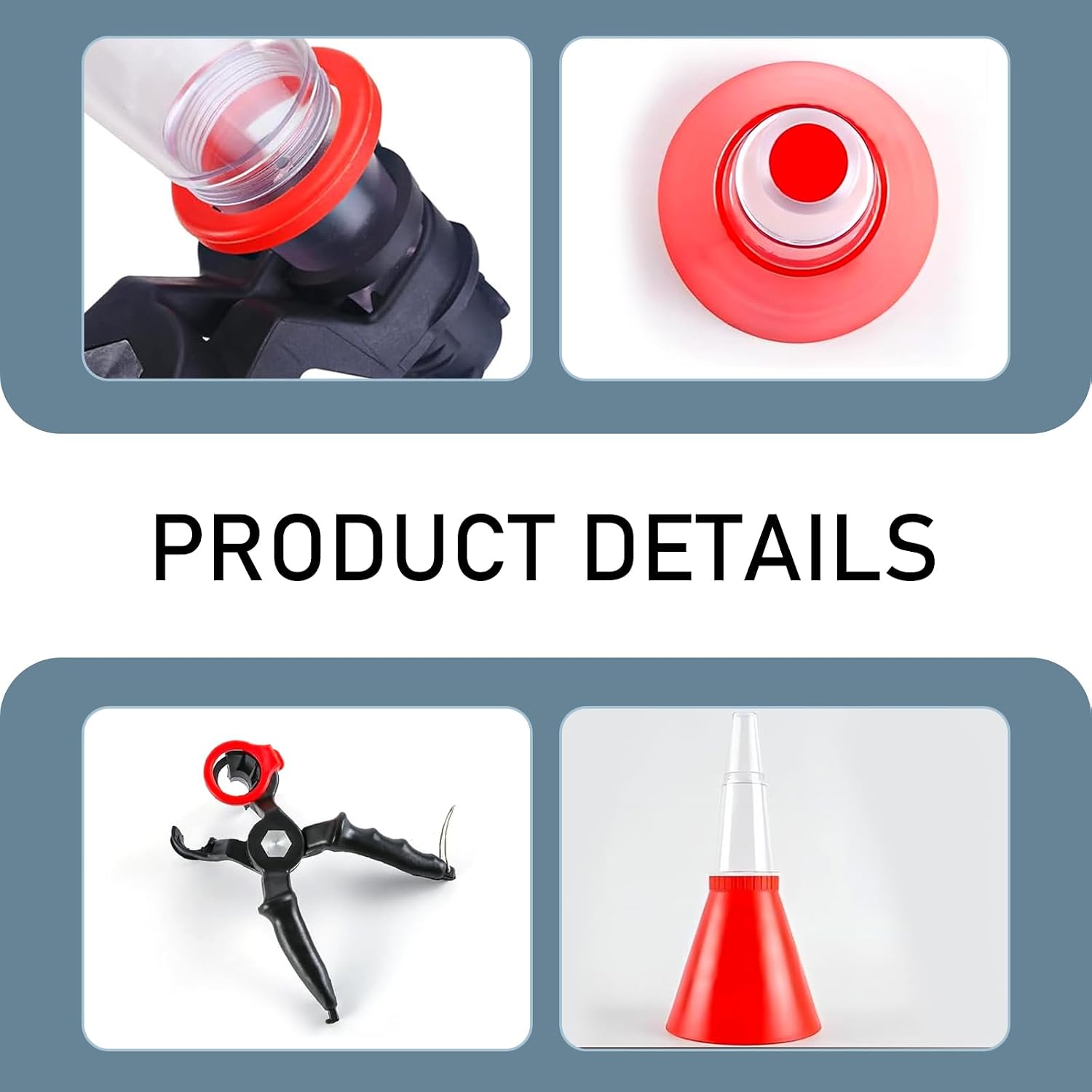 1 PC Automobile Engine Fuel Funnel, Self-Locking Structure Anti-Overflow and Anti-Leakage Funnel, Multi-Functional Detachable Fuel Filling and Oil Changing Tool, Universal for Cars (Red)
