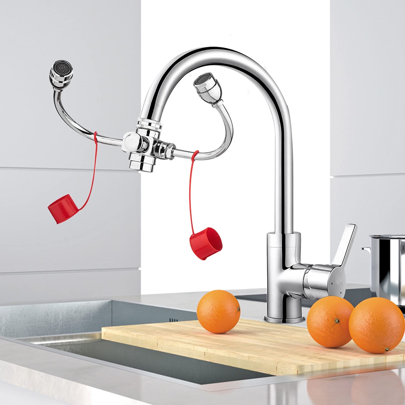 Stazione Lavaggio Oculare, Lavaocchi Laboratorio Mobile Tavolo con Lavatrice a Doppia Testa, unità Lavaocchi per Montaggio su Rubinetto, per Laboratorio E Uso Industriale (Color : Style2)
